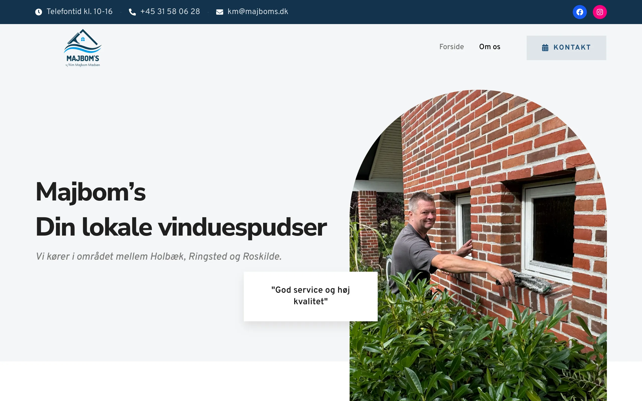 Forsiden af majboms.dk, Majbom's Vinduespolering